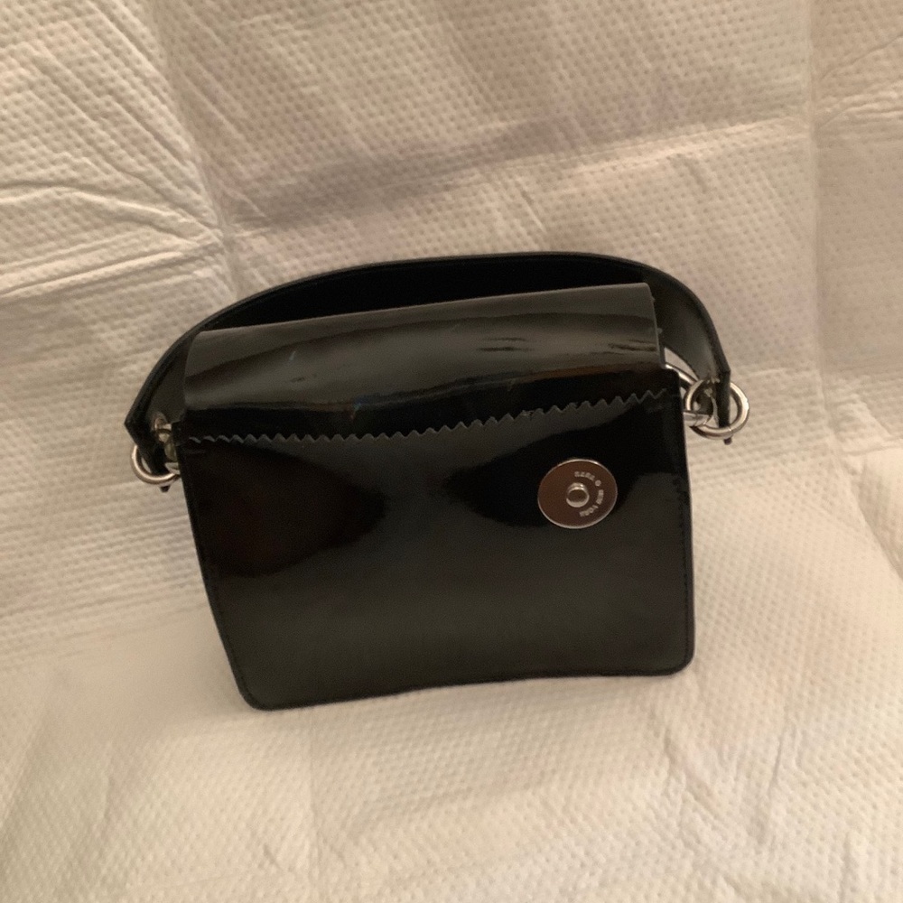 KARA Black Shiny Patent Leather Small Purse Crossbody Bag NWOT - Picture 3 of 13